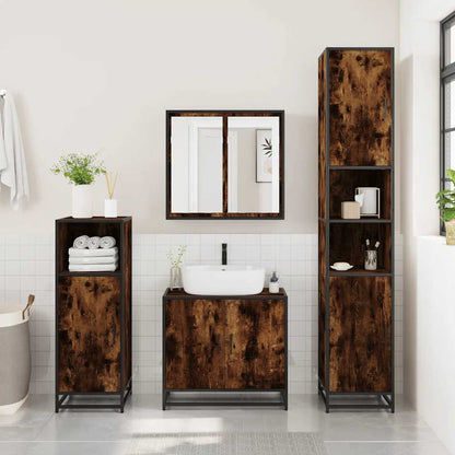 2 Piece Bathroom Furniture Set Smoked Oak Engineered Wood