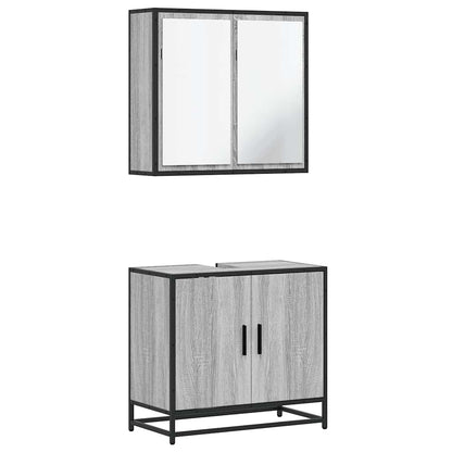 2 Piece Bathroom Furniture Set Grey Sonoma Engineered Wood