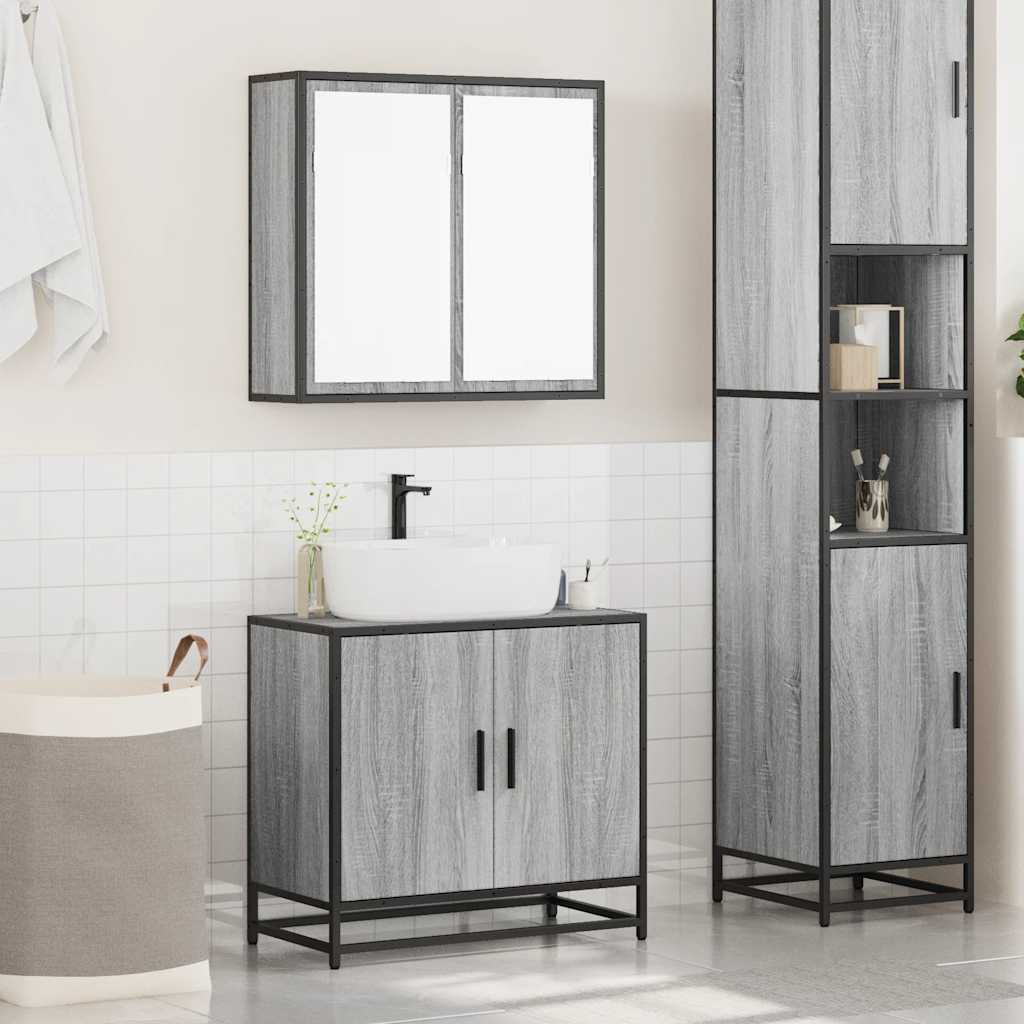 2 Piece Bathroom Furniture Set Grey Sonoma Engineered Wood