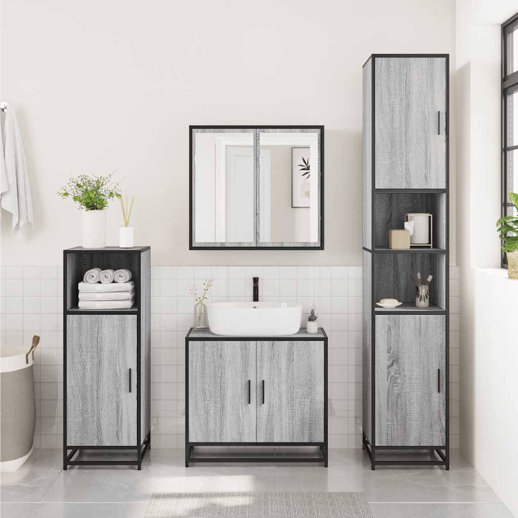 2 Piece Bathroom Furniture Set Grey Sonoma Engineered Wood