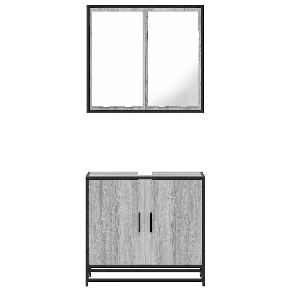 2 Piece Bathroom Furniture Set Grey Sonoma Engineered Wood