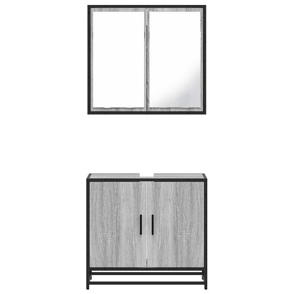 2 Piece Bathroom Furniture Set Grey Sonoma Engineered Wood