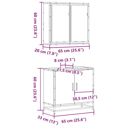 2 Piece Bathroom Furniture Set Grey Sonoma Engineered Wood