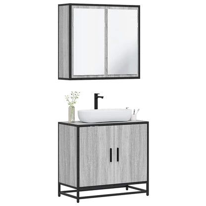 2 Piece Bathroom Furniture Set Grey Sonoma Engineered Wood