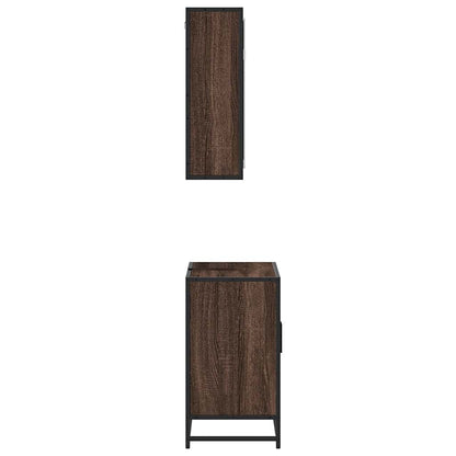 2 Piece Bathroom Furniture Set Brown Oak Engineered Wood