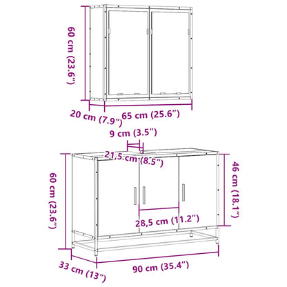 2 Piece Bathroom Furniture Set Sonoma Oak Engineered Wood