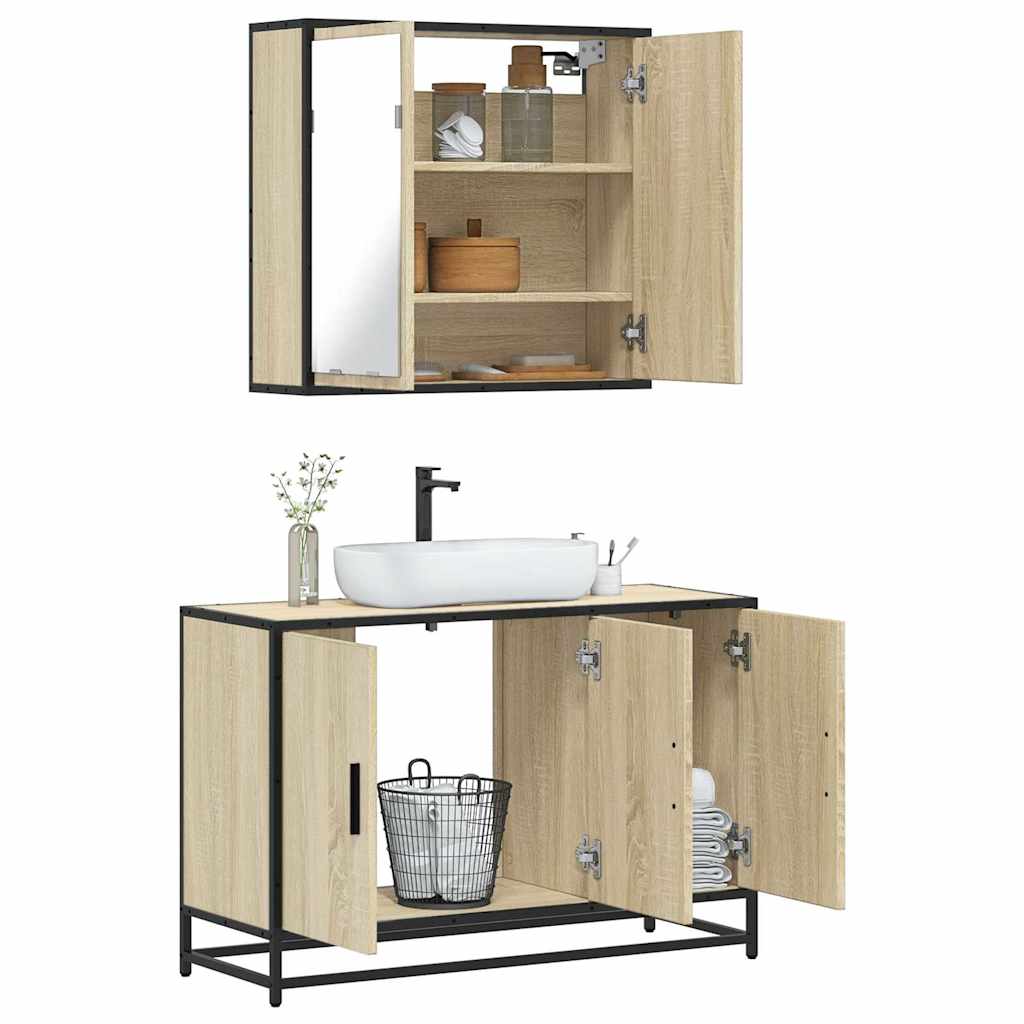 2 Piece Bathroom Furniture Set Sonoma Oak Engineered Wood