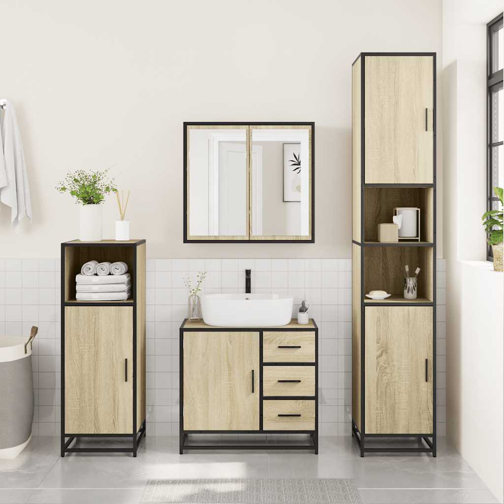 2 Piece Bathroom Furniture Set Sonoma Oak Engineered Wood