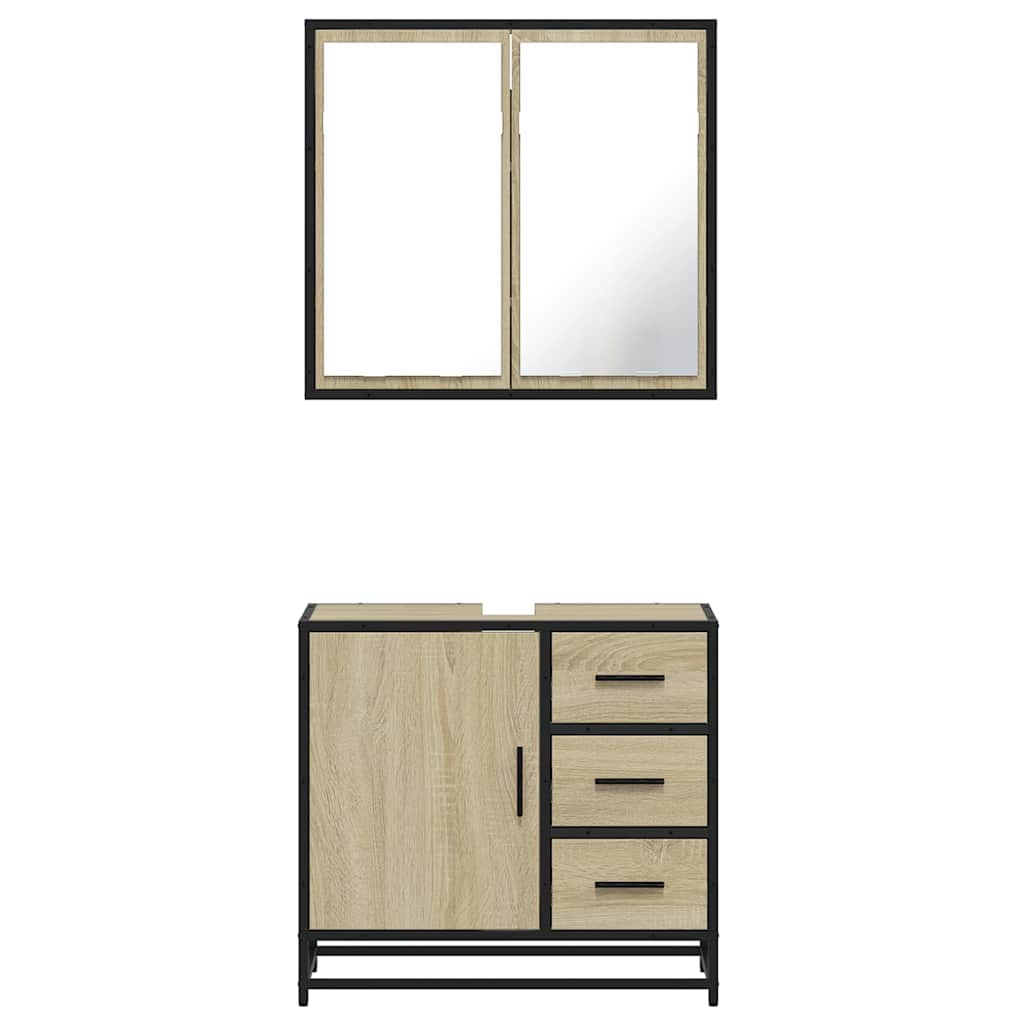 2 Piece Bathroom Furniture Set Sonoma Oak Engineered Wood