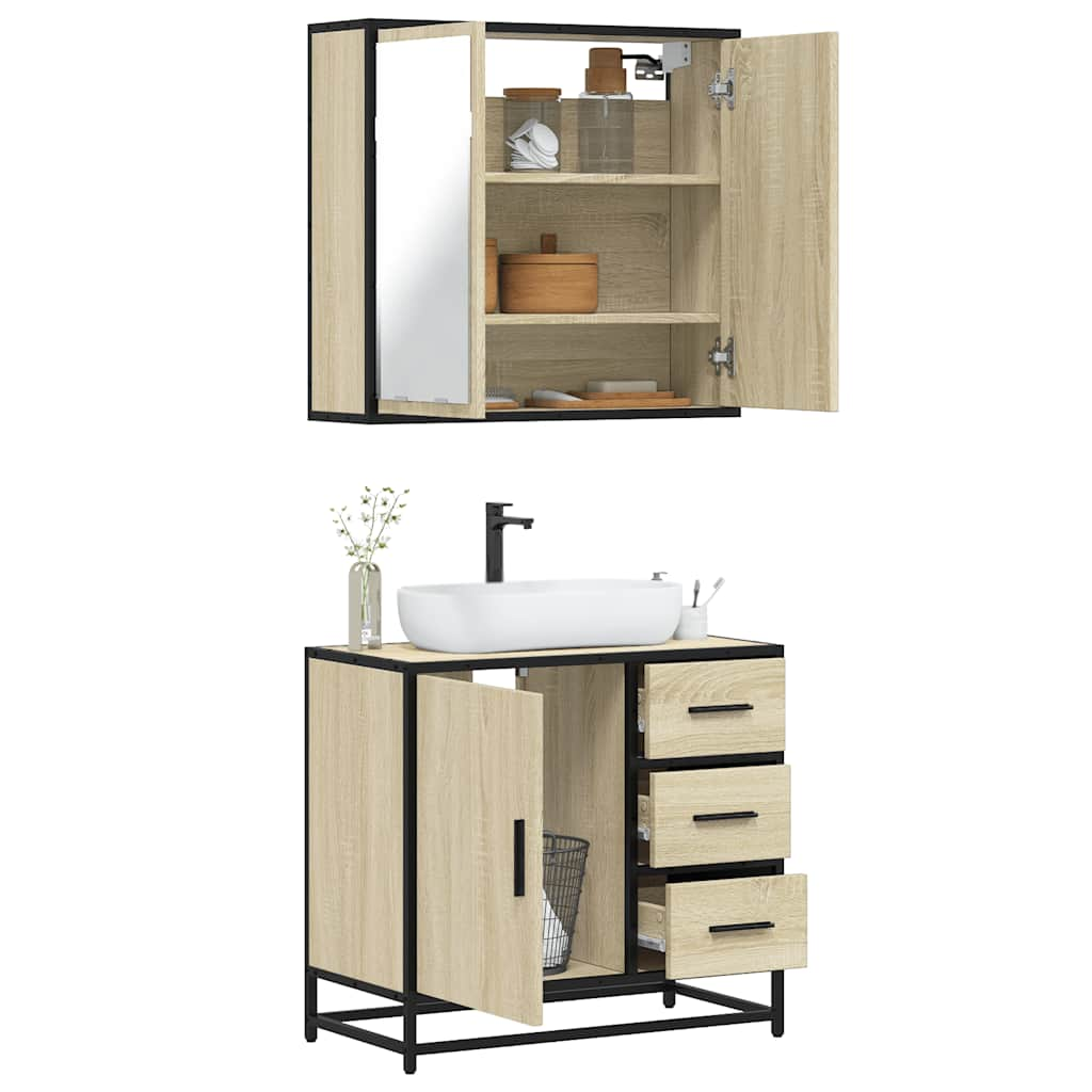 2 Piece Bathroom Furniture Set Sonoma Oak Engineered Wood