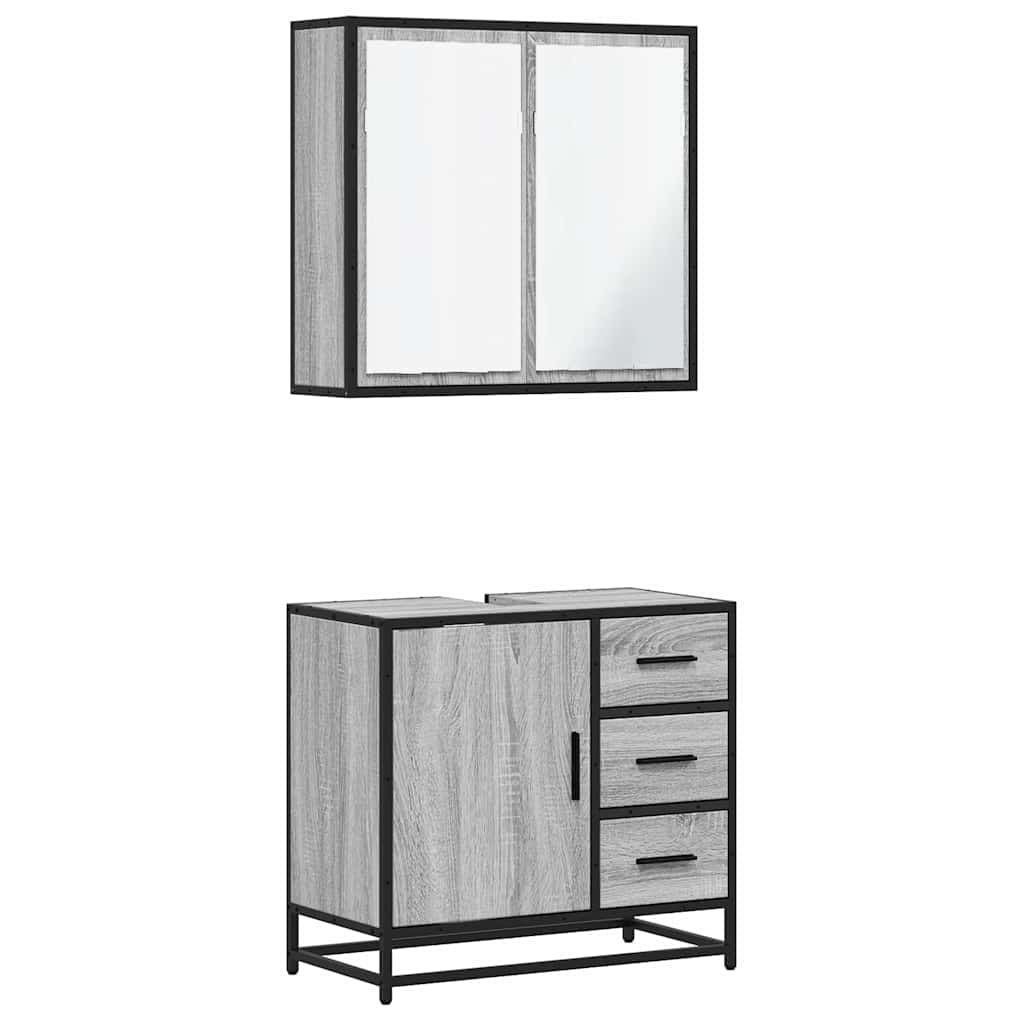 2 Piece Bathroom Furniture Set Grey Sonoma Engineered Wood