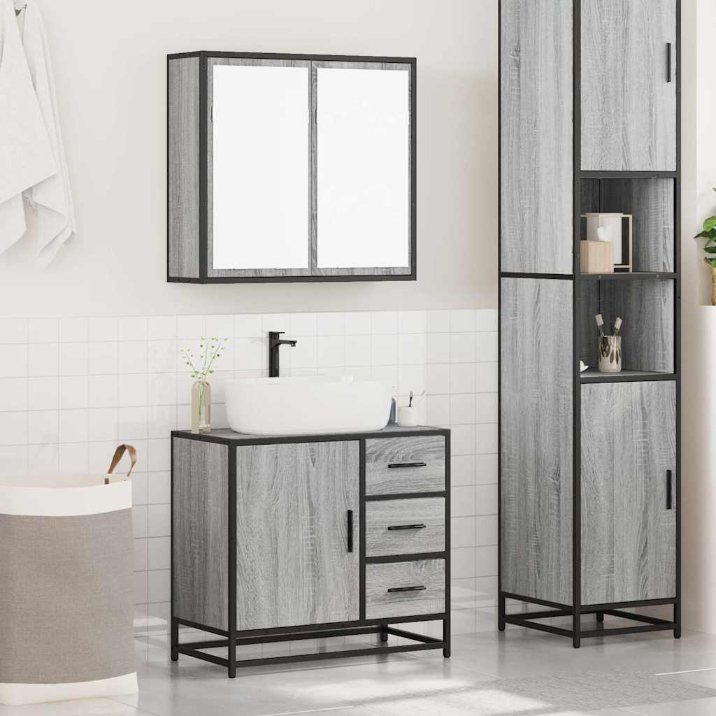 2 Piece Bathroom Furniture Set Grey Sonoma Engineered Wood