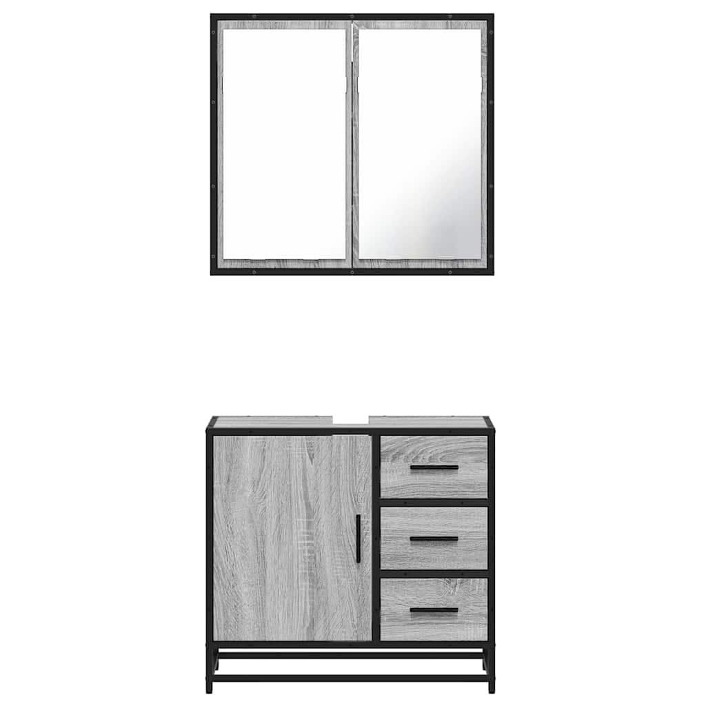 2 Piece Bathroom Furniture Set Grey Sonoma Engineered Wood