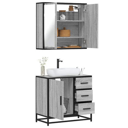 2 Piece Bathroom Furniture Set Grey Sonoma Engineered Wood