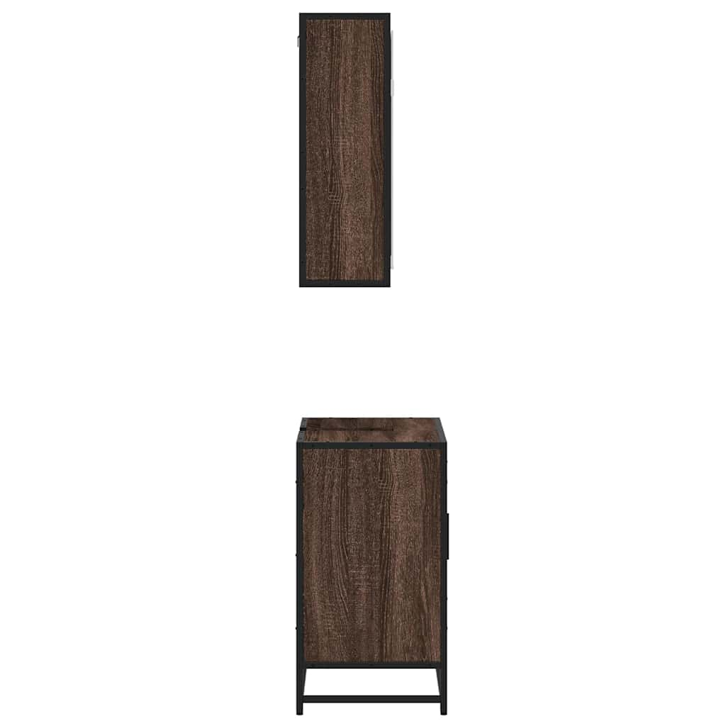 2 Piece Bathroom Furniture Set Brown Oak Engineered Wood