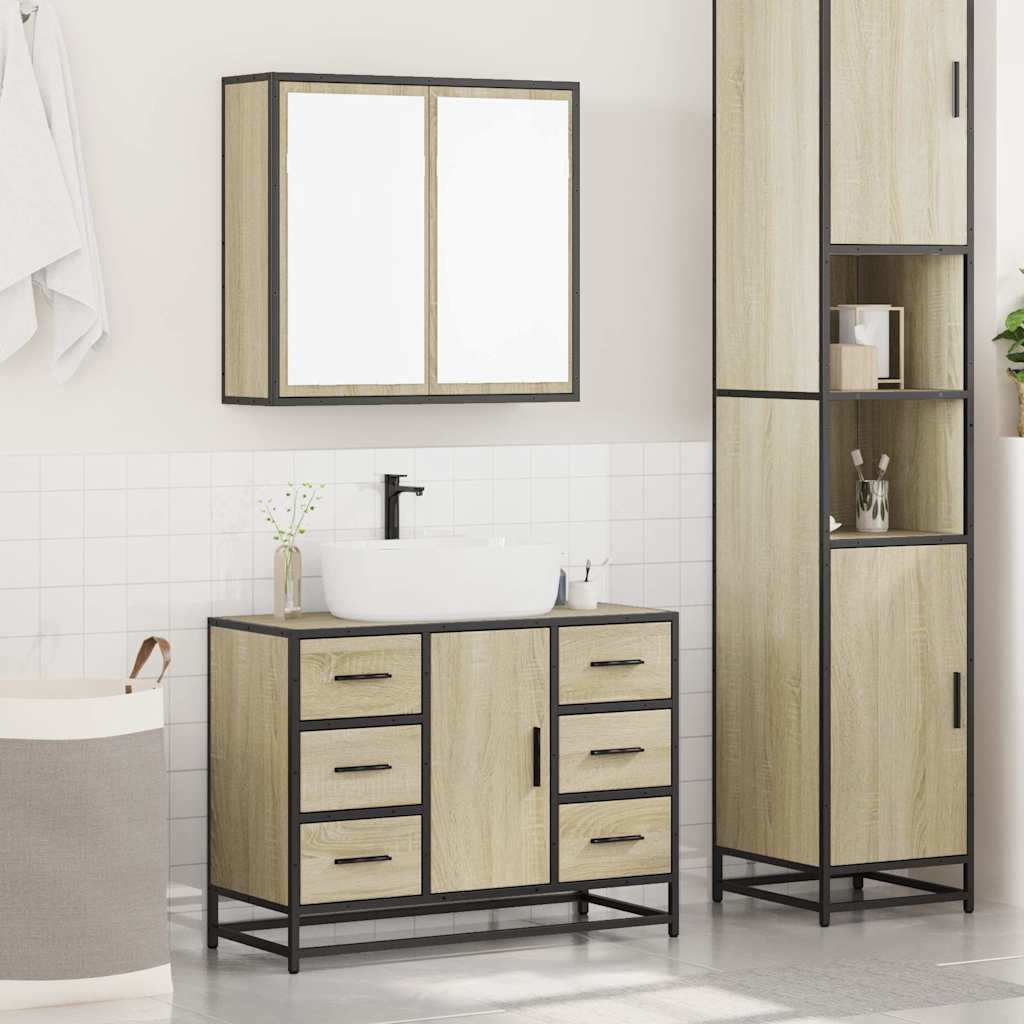 2 Piece Bathroom Furniture Set Sonoma Oak Engineered Wood