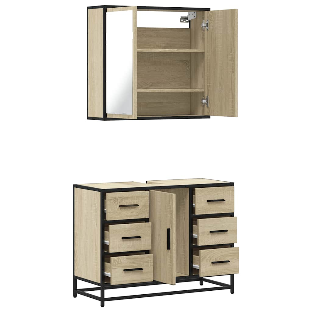 2 Piece Bathroom Furniture Set Sonoma Oak Engineered Wood