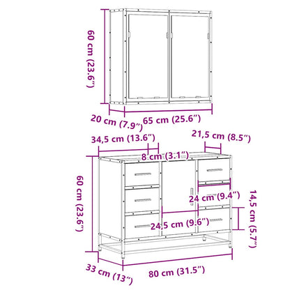 2 Piece Bathroom Furniture Set Sonoma Oak Engineered Wood