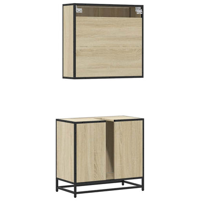 2 Piece Bathroom Furniture Set Sonoma Oak Engineered Wood