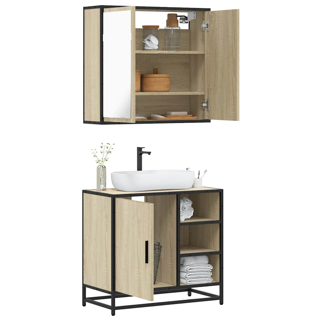 2 Piece Bathroom Furniture Set Sonoma Oak Engineered Wood