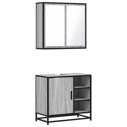 2 Piece Bathroom Furniture Set Grey Sonoma Engineered Wood