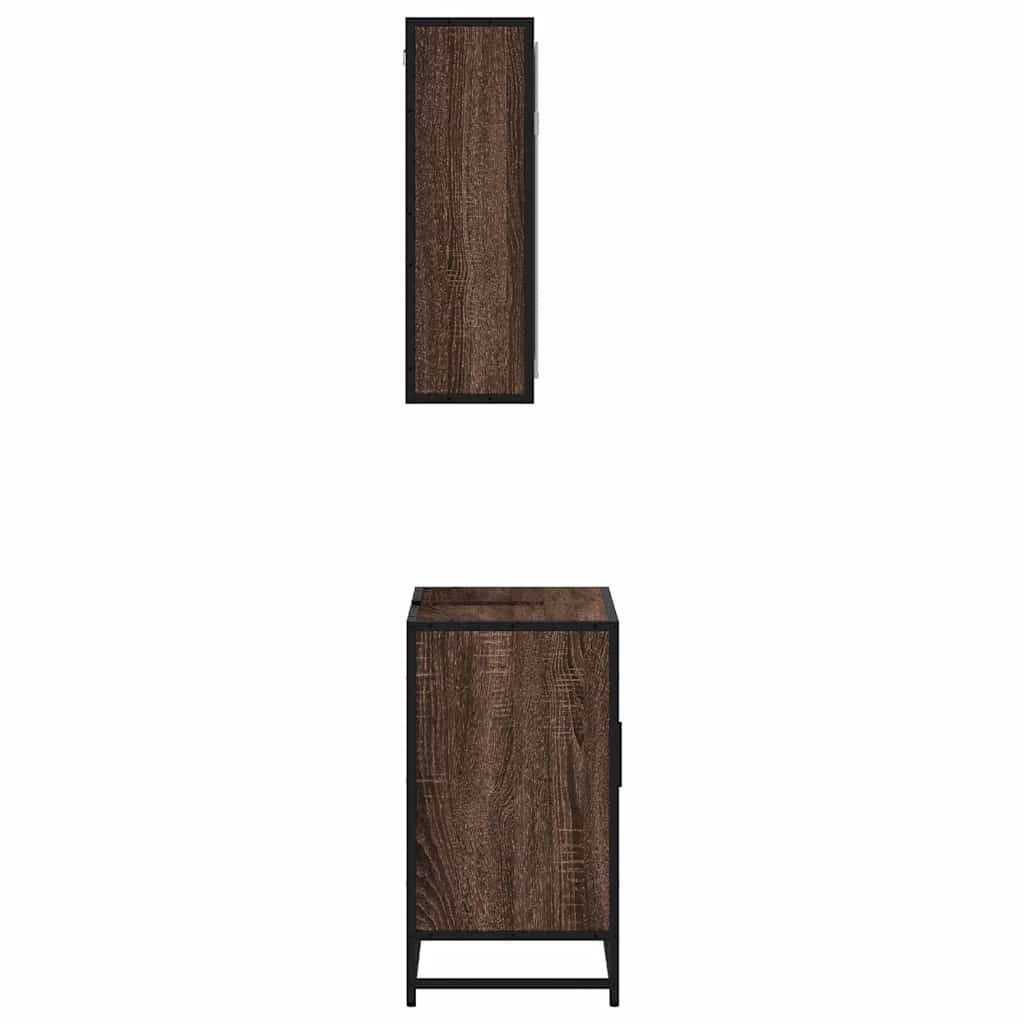 2 Piece Bathroom Furniture Set Brown Oak Engineered Wood