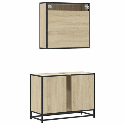 2 Piece Bathroom Furniture Set Sonoma Oak Engineered Wood