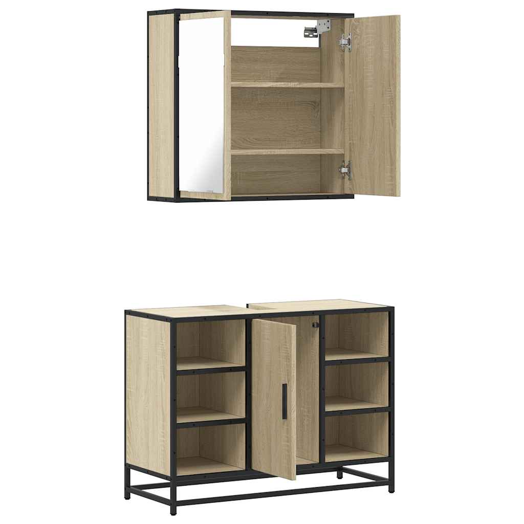 2 Piece Bathroom Furniture Set Sonoma Oak Engineered Wood