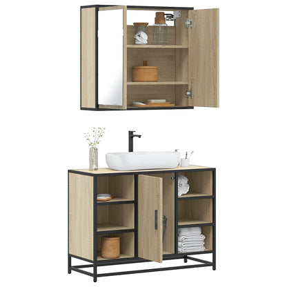 2 Piece Bathroom Furniture Set Sonoma Oak Engineered Wood