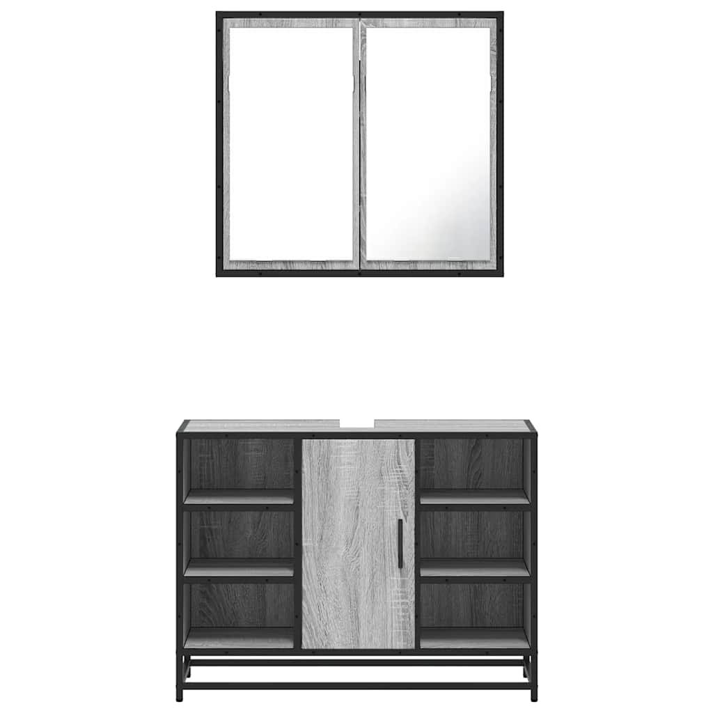 2 Piece Bathroom Furniture Set Grey Sonoma Engineered Wood