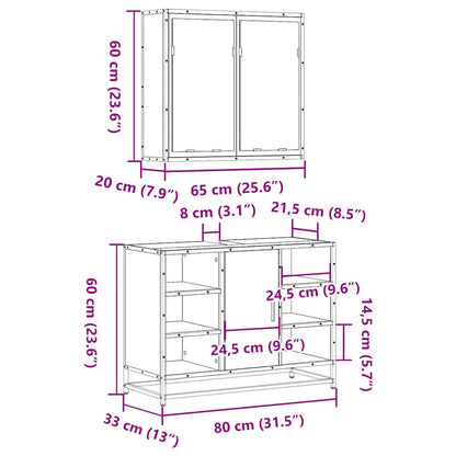 2 Piece Bathroom Furniture Set Grey Sonoma Engineered Wood