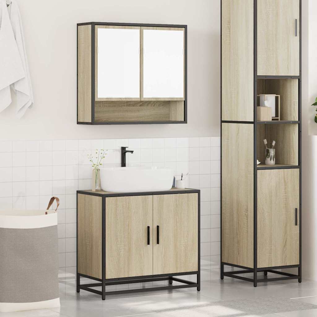 2 Piece Bathroom Furniture Set Sonoma Oak Engineered Wood