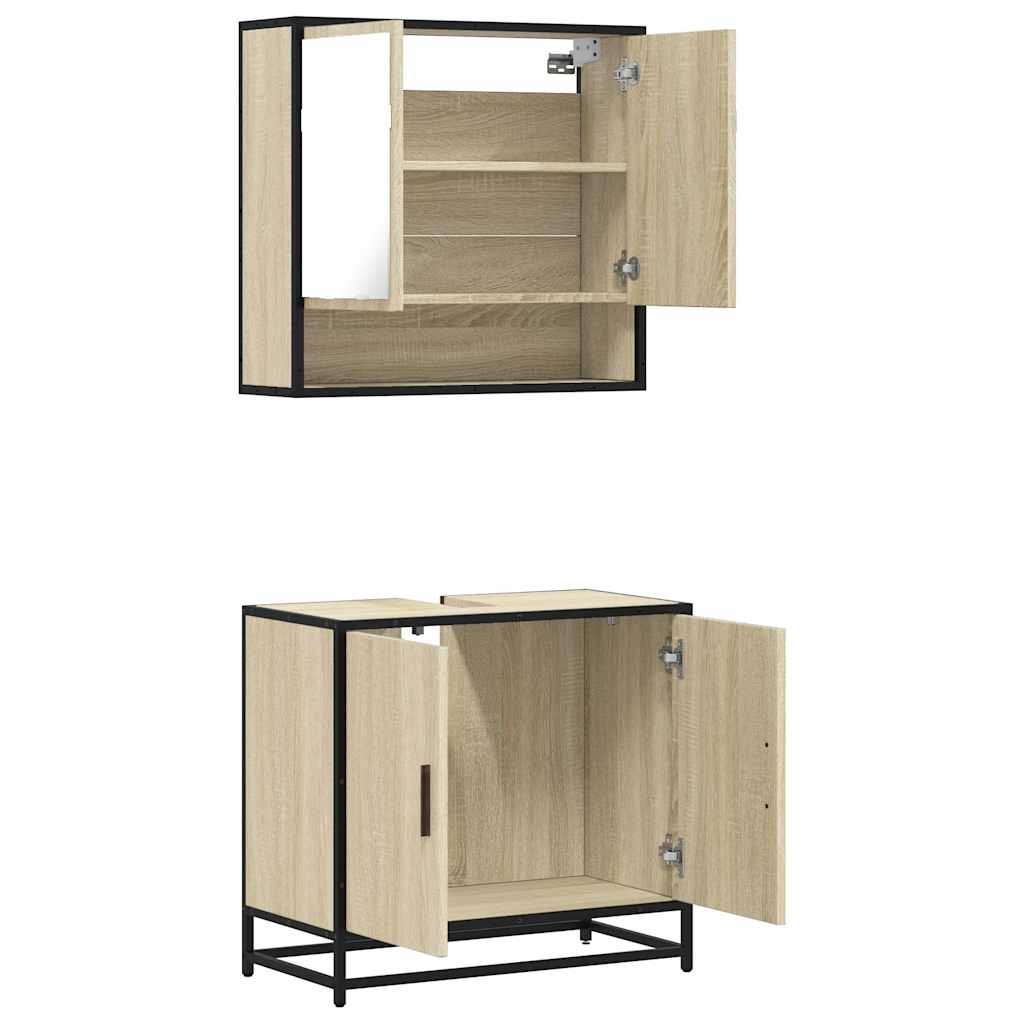 2 Piece Bathroom Furniture Set Sonoma Oak Engineered Wood