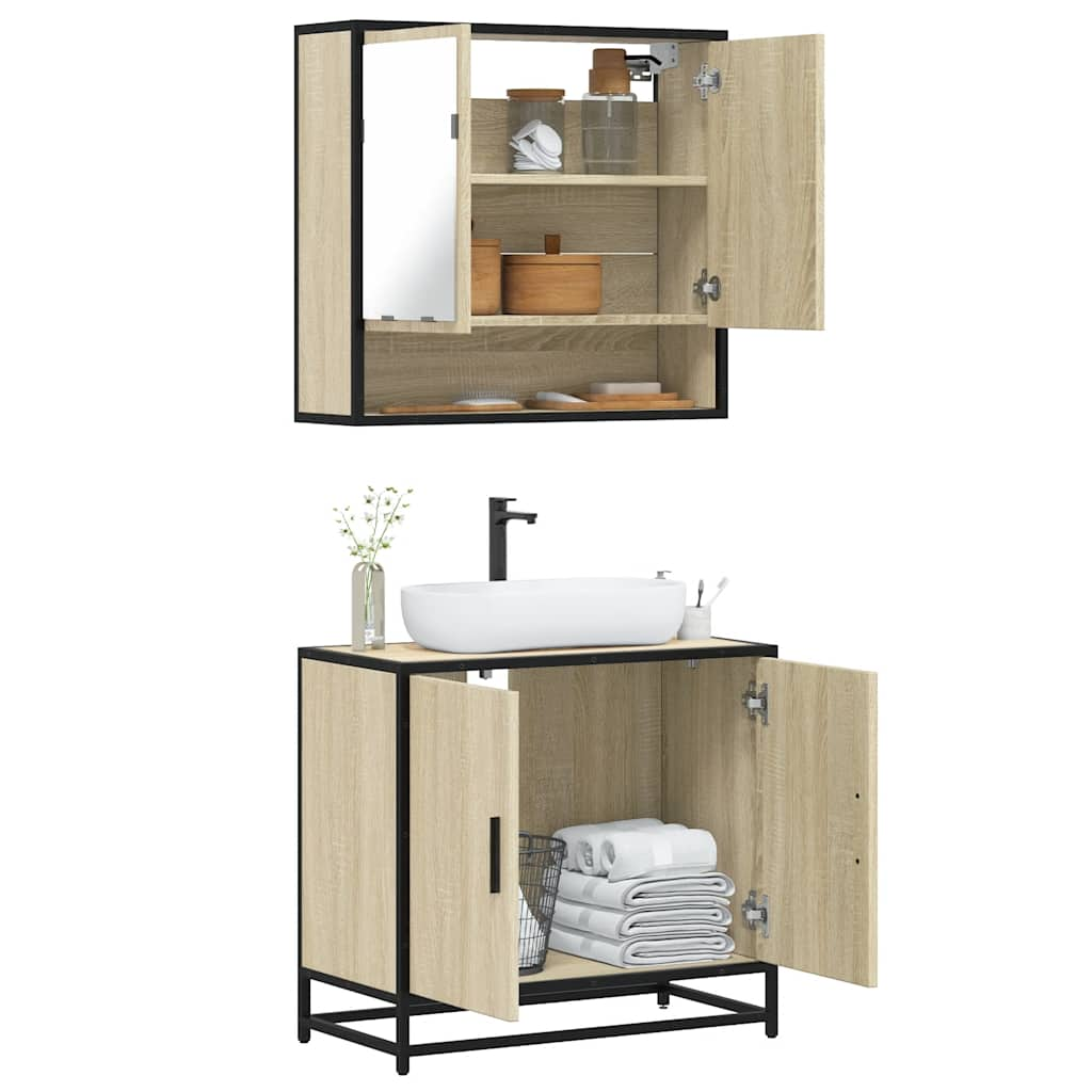 2 Piece Bathroom Furniture Set Sonoma Oak Engineered Wood