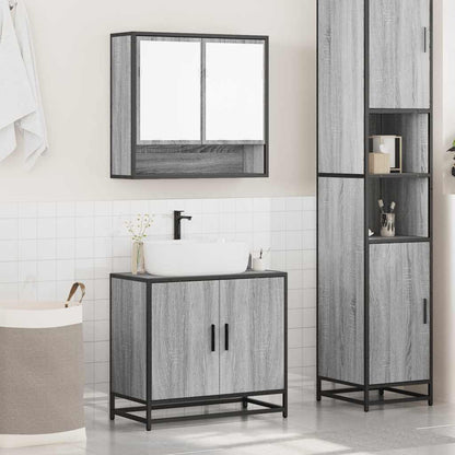 2 Piece Bathroom Furniture Set Grey Sonoma Engineered Wood