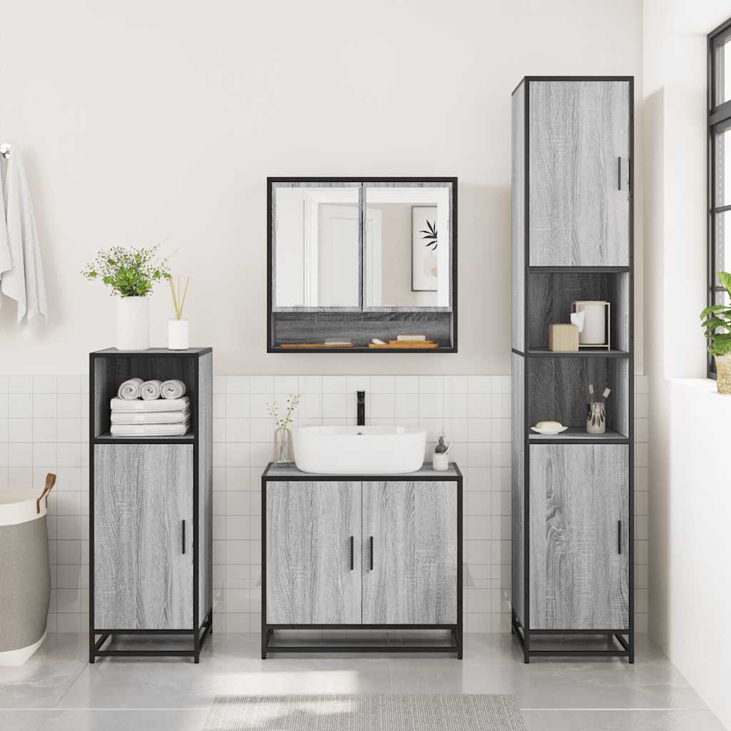 2 Piece Bathroom Furniture Set Grey Sonoma Engineered Wood