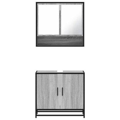 2 Piece Bathroom Furniture Set Grey Sonoma Engineered Wood