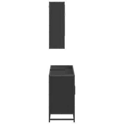 2 Piece Bathroom Furniture Set Black Engineered Wood