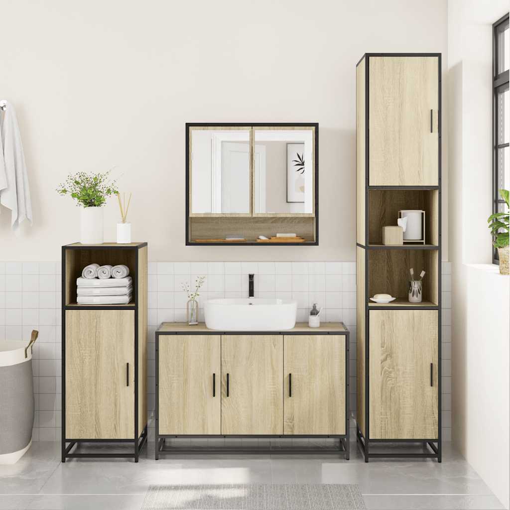 2 Piece Bathroom Furniture Set Sonoma Oak Engineered Wood