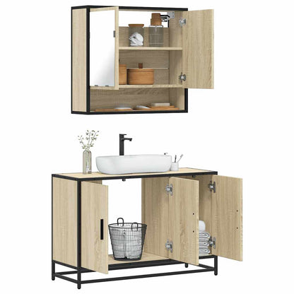 2 Piece Bathroom Furniture Set Sonoma Oak Engineered Wood