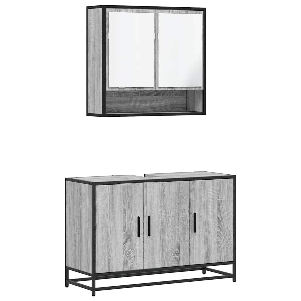 2 Piece Bathroom Furniture Set Grey Sonoma Engineered Wood