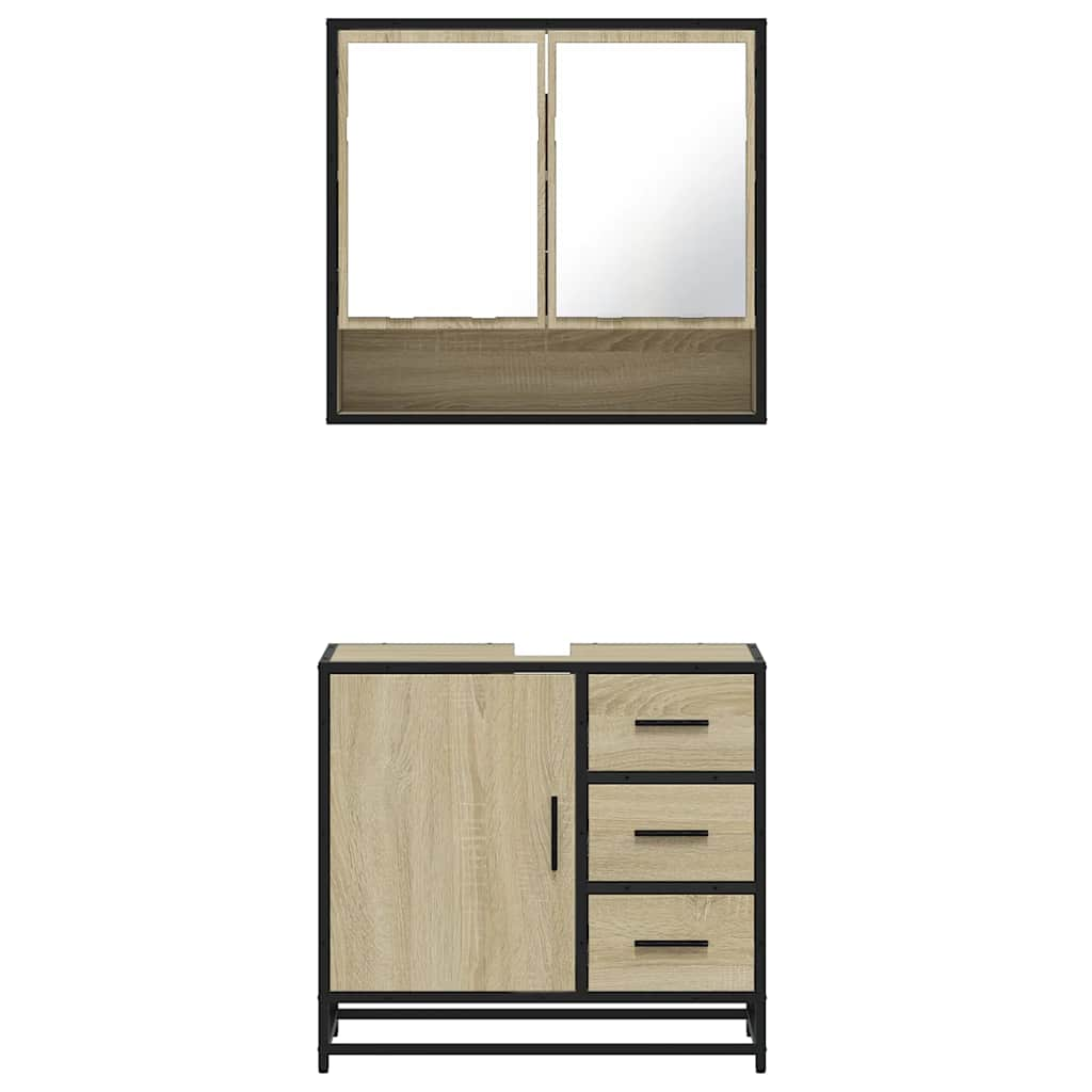 2 Piece Bathroom Furniture Set Sonoma Oak Engineered Wood