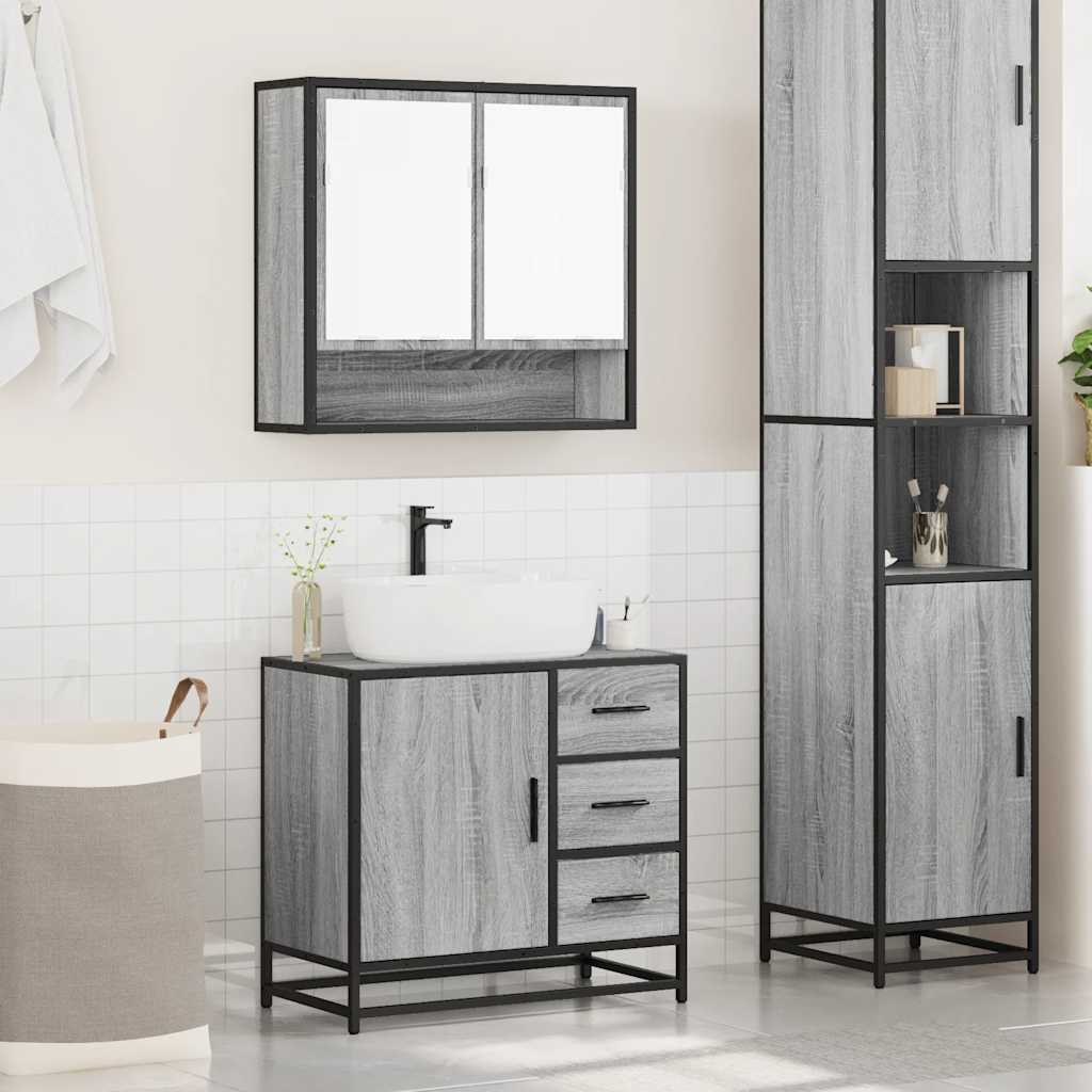 2 Piece Bathroom Furniture Set Grey Sonoma Engineered Wood