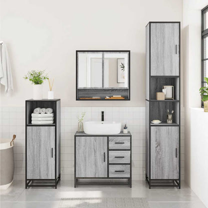 2 Piece Bathroom Furniture Set Grey Sonoma Engineered Wood