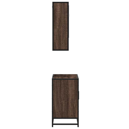 2 Piece Bathroom Furniture Set Brown Oak Engineered Wood