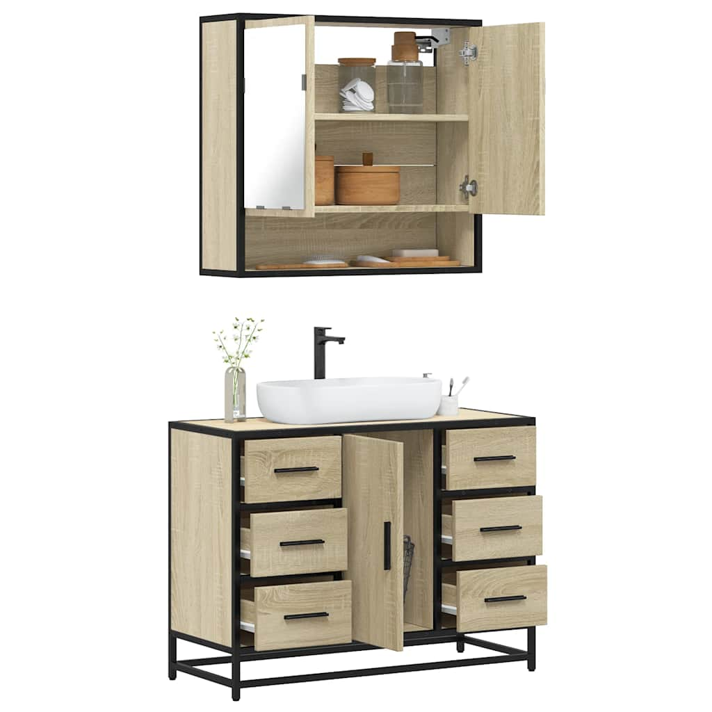 2 Piece Bathroom Furniture Set Sonoma Oak Engineered Wood