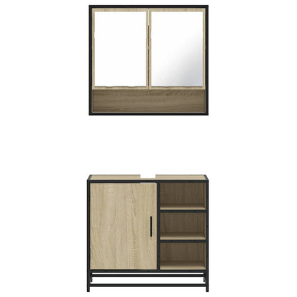 2 Piece Bathroom Furniture Set Sonoma Oak Engineered Wood