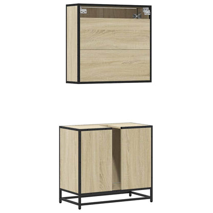 2 Piece Bathroom Furniture Set Sonoma Oak Engineered Wood