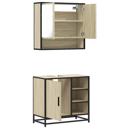 2 Piece Bathroom Furniture Set Sonoma Oak Engineered Wood