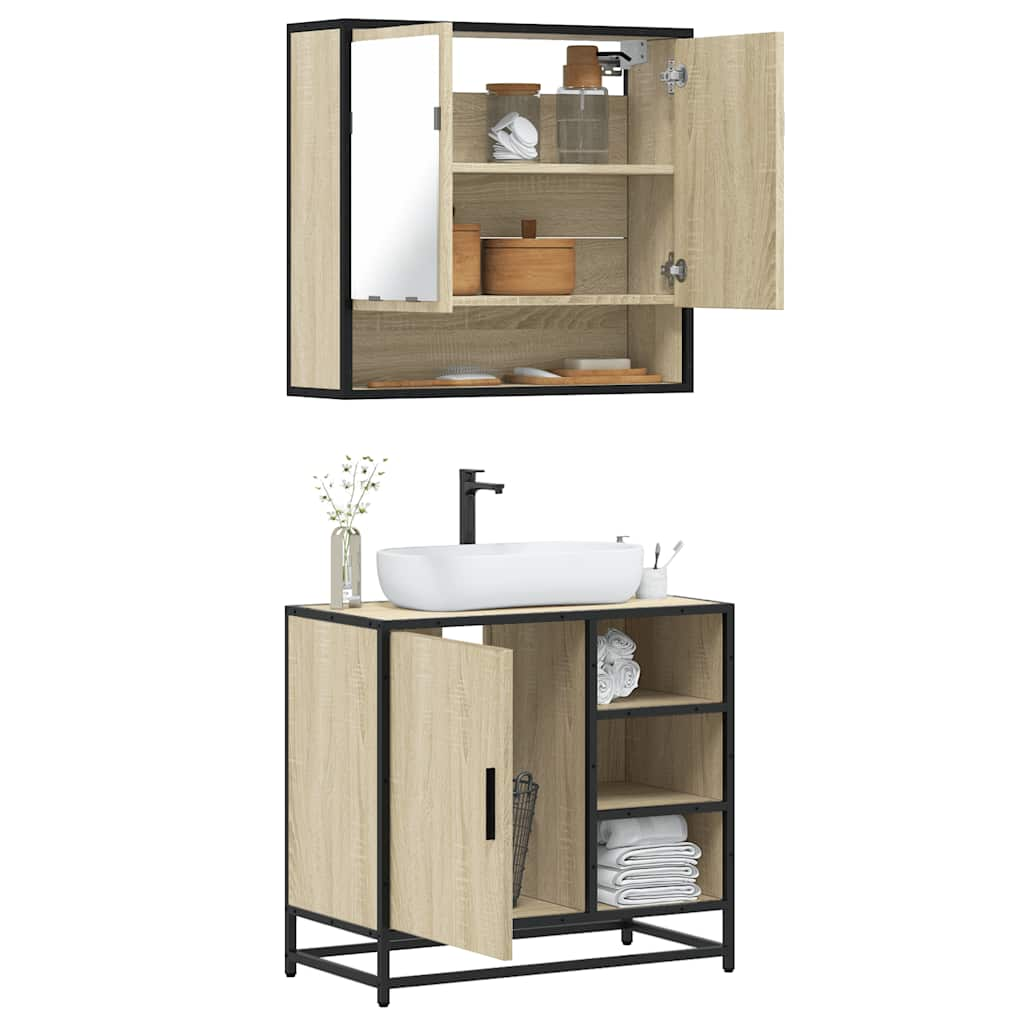 2 Piece Bathroom Furniture Set Sonoma Oak Engineered Wood